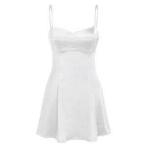 white satin mini dress